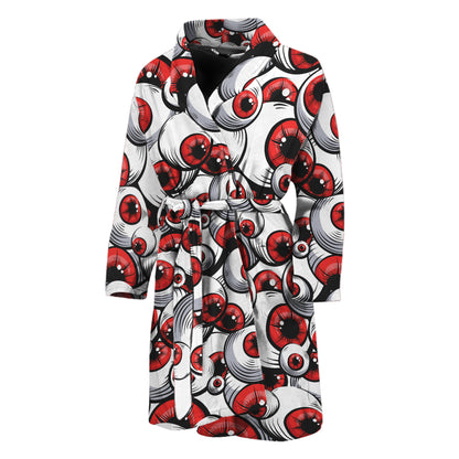 Scary Red Eyeball Pattern Print Men's Bathrobe