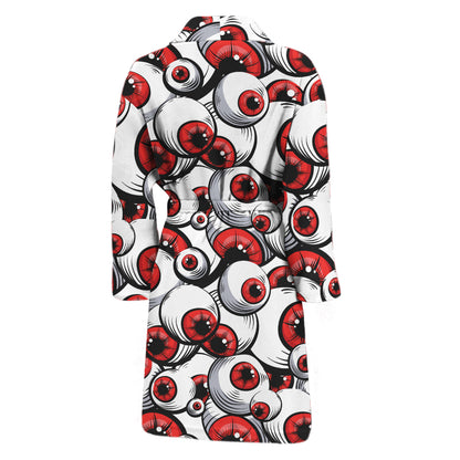 Scary Red Eyeball Pattern Print Men's Bathrobe