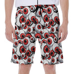 Scary Red Eyeball Pattern Print Men's Beach Shorts