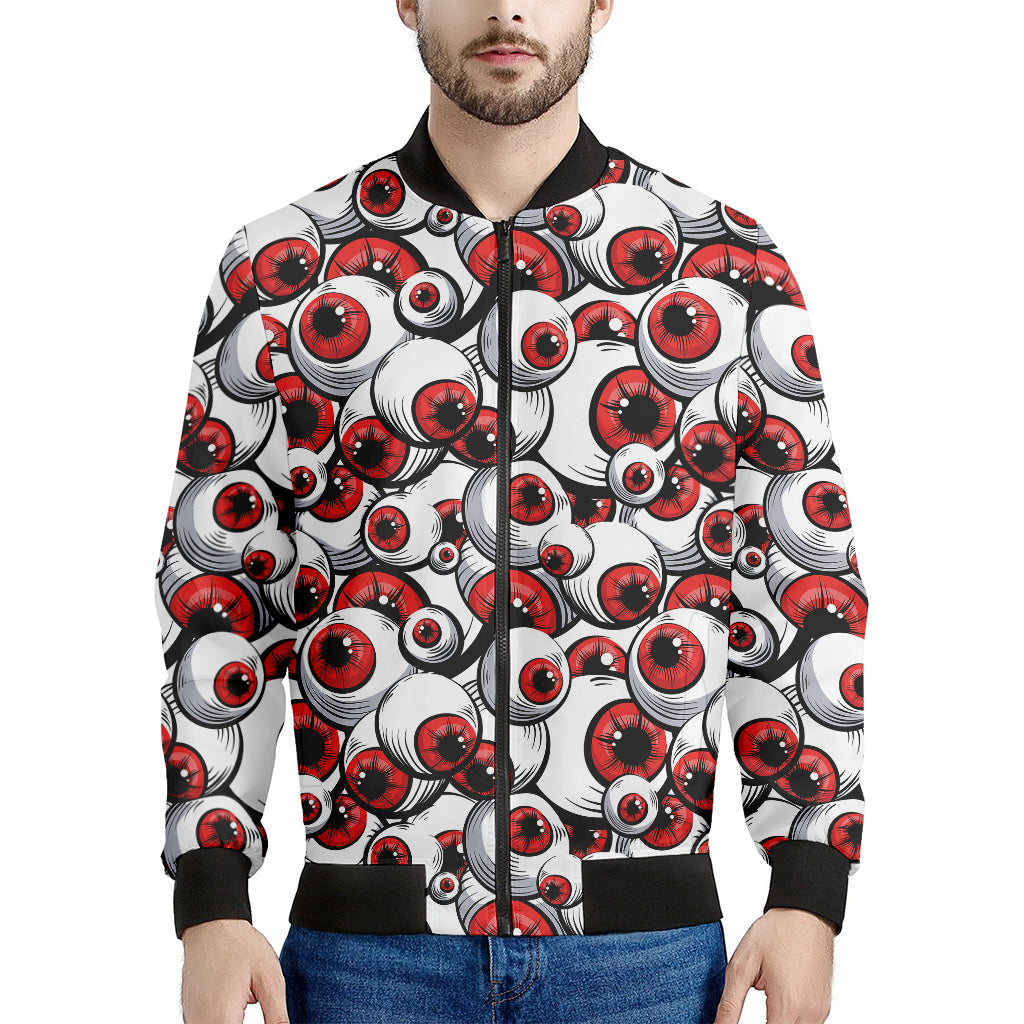 Scary Red Eyeball Pattern Print Men's Bomber Jacket