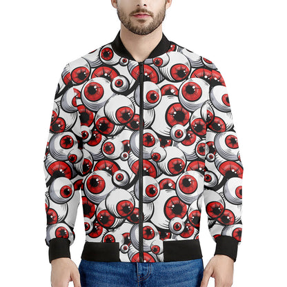 Scary Red Eyeball Pattern Print Men's Bomber Jacket