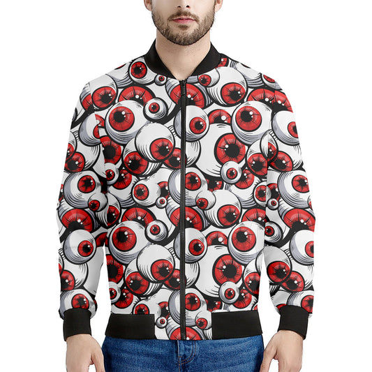 Scary Red Eyeball Pattern Print Men's Bomber Jacket