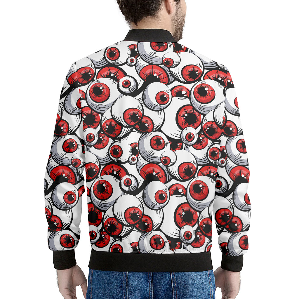 Scary Red Eyeball Pattern Print Men's Bomber Jacket