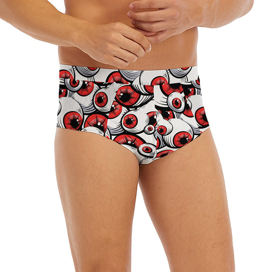 Scary Red Eyeball Pattern Print Men's Briefs