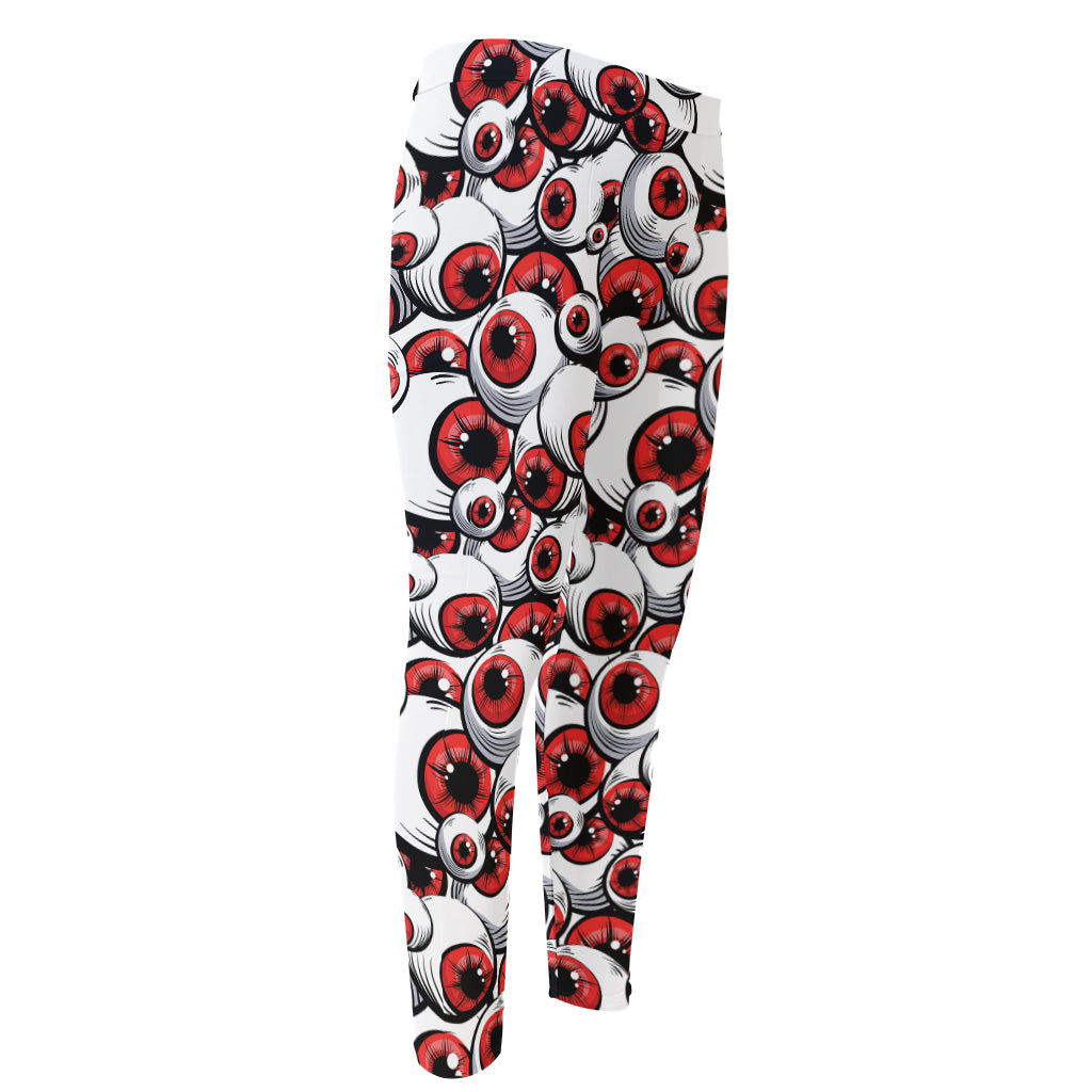 Scary Red Eyeball Pattern Print Men's Compression Pants