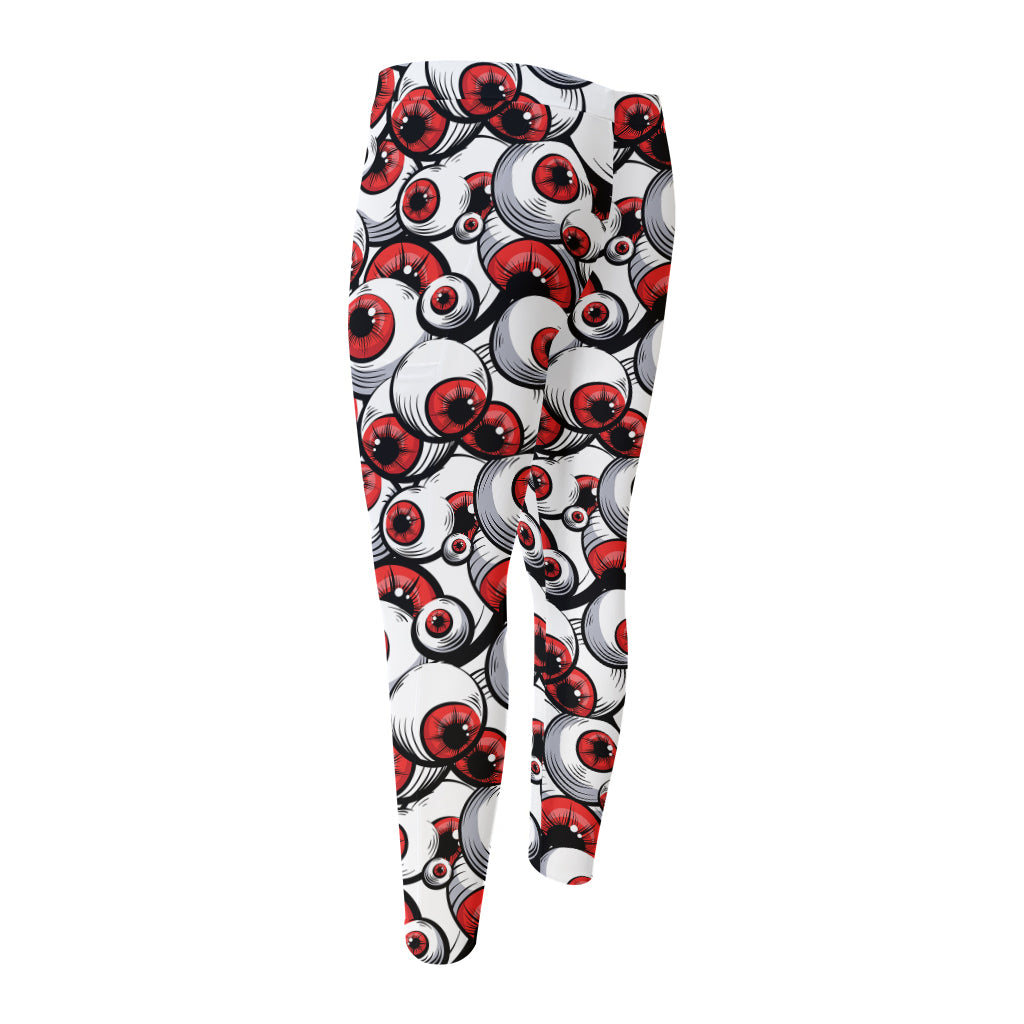 Scary Red Eyeball Pattern Print Men's Compression Pants