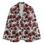 Scary Red Eyeball Pattern Print Men's Cotton Blazer