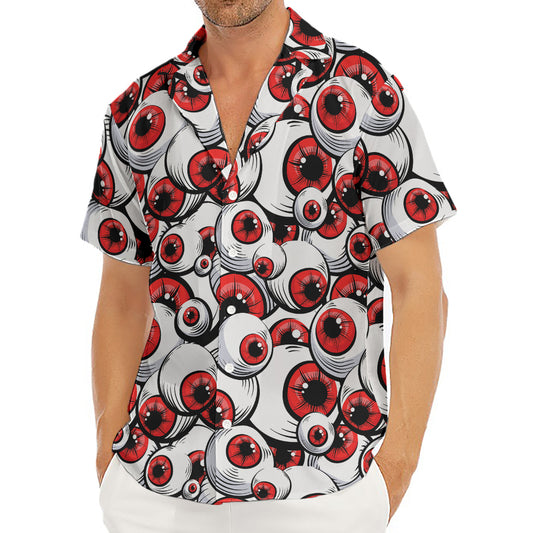 Scary Red Eyeball Pattern Print Men's Deep V-Neck Shirt