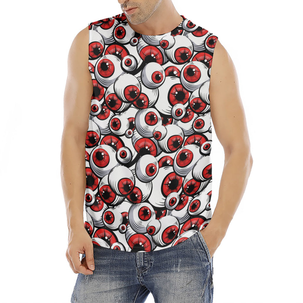 Scary Red Eyeball Pattern Print Men's Fitness Tank Top