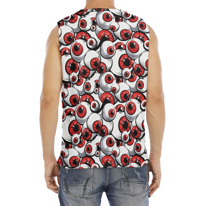 Scary Red Eyeball Pattern Print Men's Fitness Tank Top