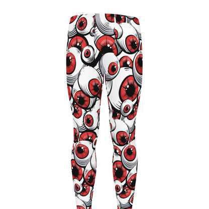 Scary Red Eyeball Pattern Print Men's leggings