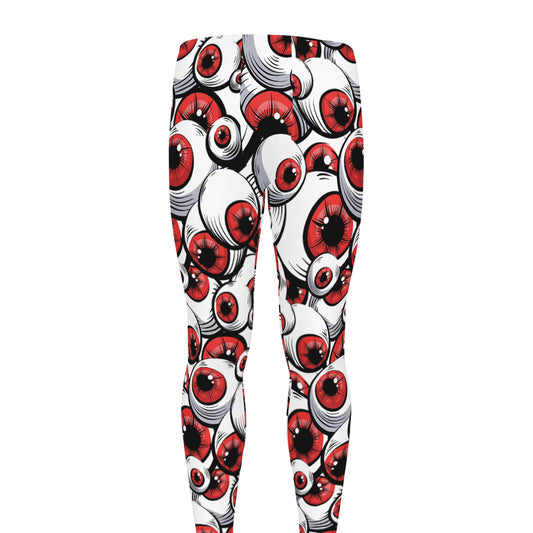Scary Red Eyeball Pattern Print Men's leggings