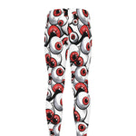 Scary Red Eyeball Pattern Print Men's leggings