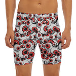 Scary Red Eyeball Pattern Print Men's Long Boxer Briefs