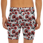 Scary Red Eyeball Pattern Print Men's Long Boxer Briefs