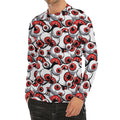 Scary Red Eyeball Pattern Print Men's Long Sleeve Rash Guard