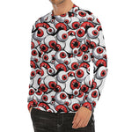 Scary Red Eyeball Pattern Print Men's Long Sleeve Rash Guard