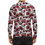 Scary Red Eyeball Pattern Print Men's Long Sleeve Rash Guard