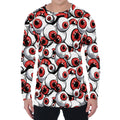 Scary Red Eyeball Pattern Print Men's Long Sleeve T-Shirt