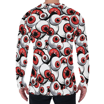 Scary Red Eyeball Pattern Print Men's Long Sleeve T-Shirt