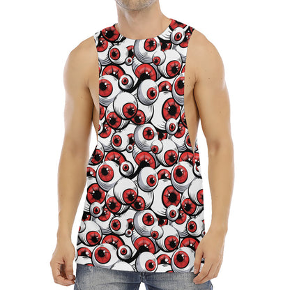 Scary Red Eyeball Pattern Print Men's Muscle Tank Top