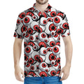 Scary Red Eyeball Pattern Print Men's Polo Shirt