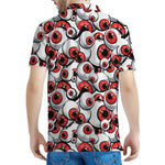 Scary Red Eyeball Pattern Print Men's Polo Shirt