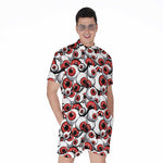 Scary Red Eyeball Pattern Print Men's Rompers