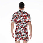 Scary Red Eyeball Pattern Print Men's Rompers