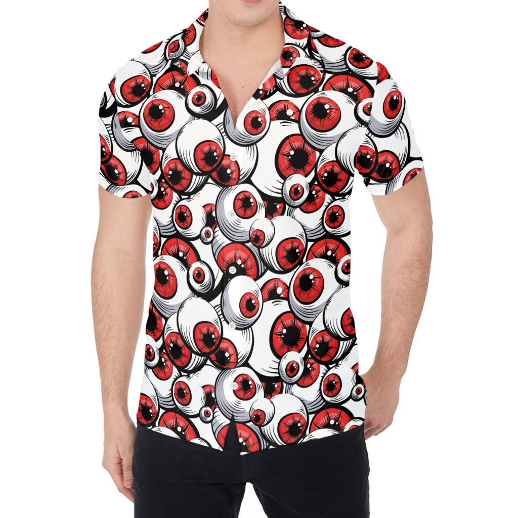 Scary Red Eyeball Pattern Print Men's Shirt