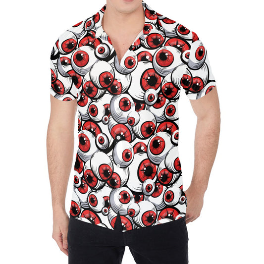 Scary Red Eyeball Pattern Print Men's Shirt