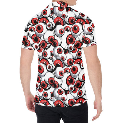 Scary Red Eyeball Pattern Print Men's Shirt