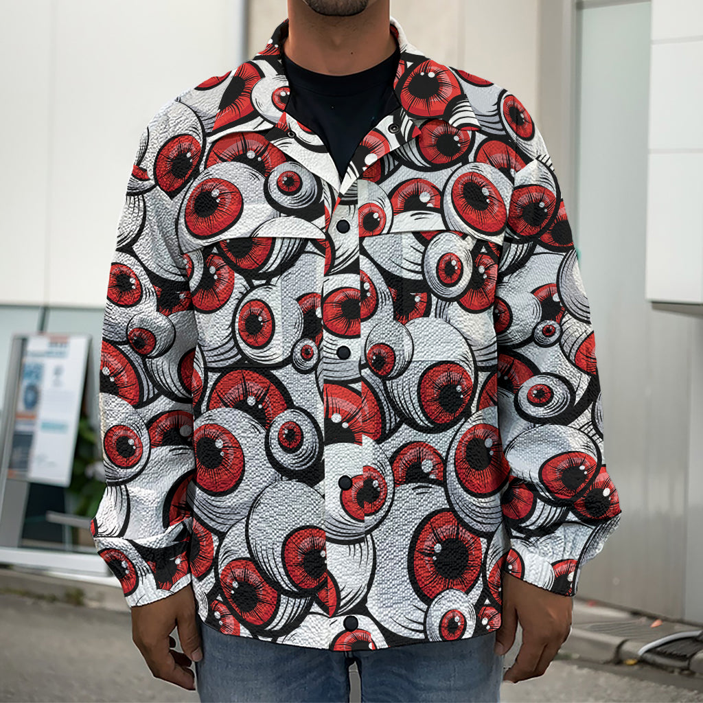 Scary Red Eyeball Pattern Print Men's Shirt Jacket