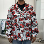Scary Red Eyeball Pattern Print Men's Shirt Jacket