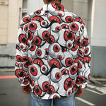 Scary Red Eyeball Pattern Print Men's Shirt Jacket