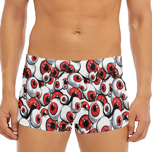 Scary Red Eyeball Pattern Print Men's Short Boxer Briefs