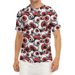 Scary Red Eyeball Pattern Print Men's Short Sleeve Rash Guard