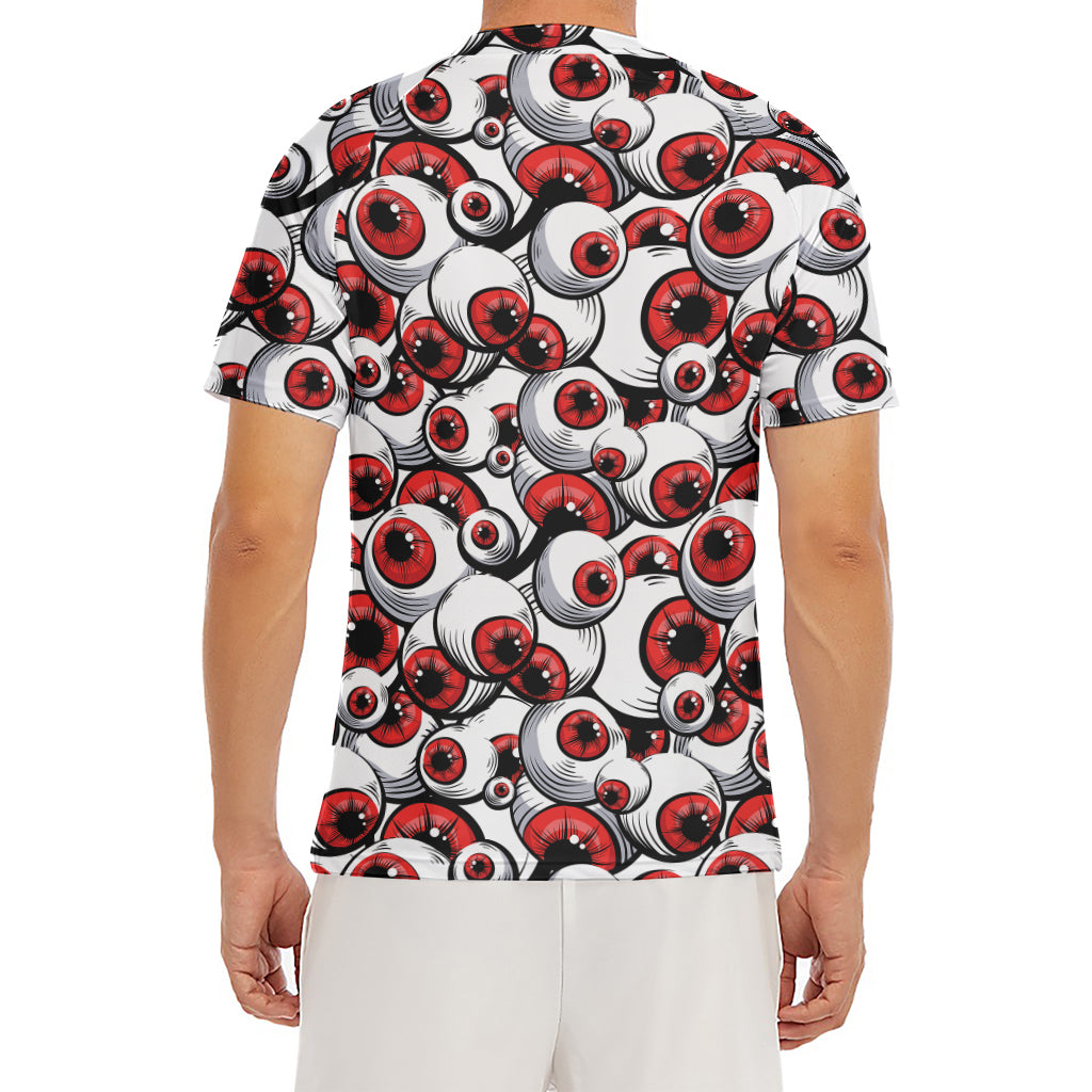 Scary Red Eyeball Pattern Print Men's Short Sleeve Rash Guard