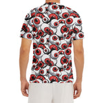 Scary Red Eyeball Pattern Print Men's Short Sleeve Rash Guard