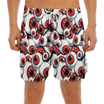 Scary Red Eyeball Pattern Print Men's Split Running Shorts