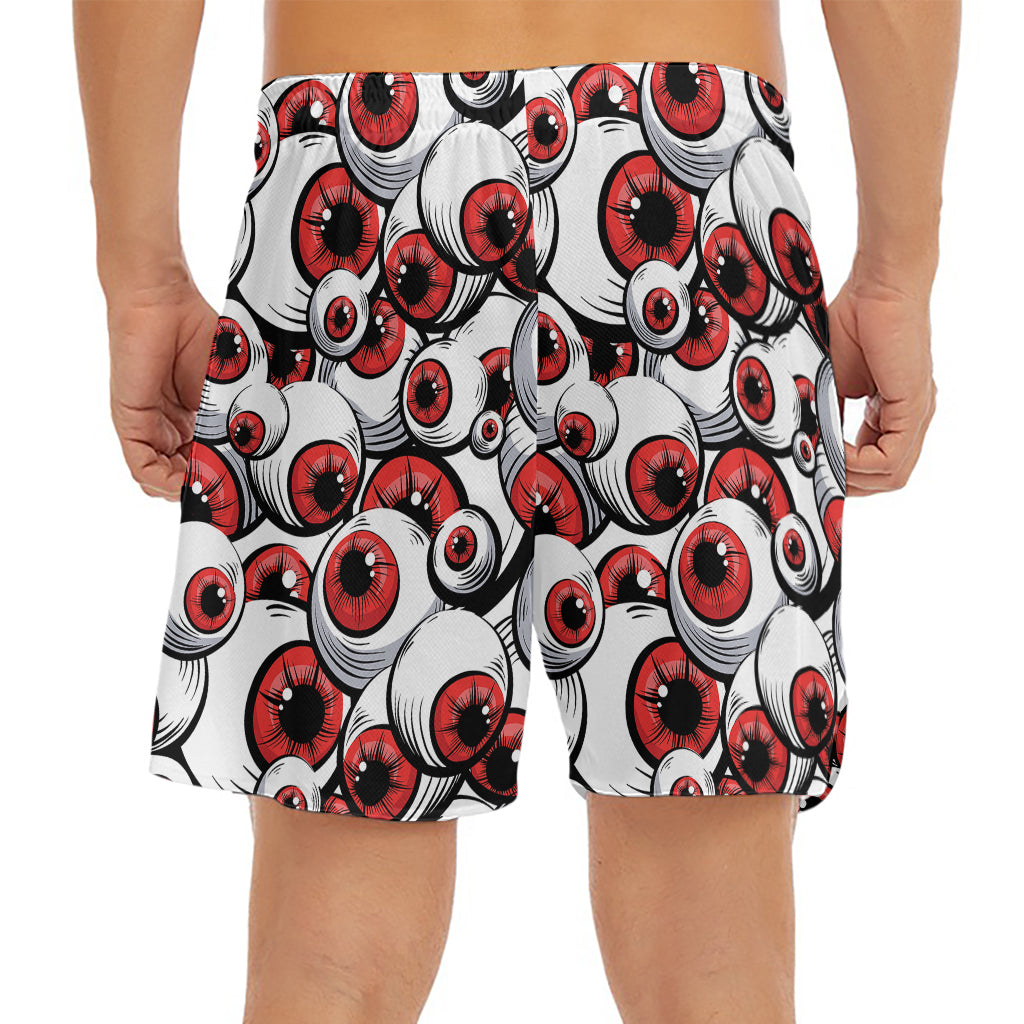 Scary Red Eyeball Pattern Print Men's Split Running Shorts