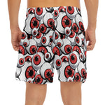 Scary Red Eyeball Pattern Print Men's Split Running Shorts