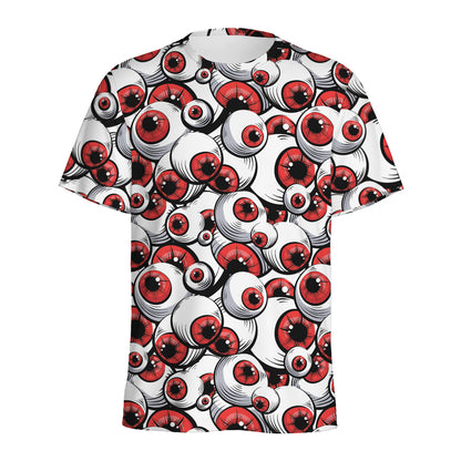 Scary Red Eyeball Pattern Print Men's Sports T-Shirt