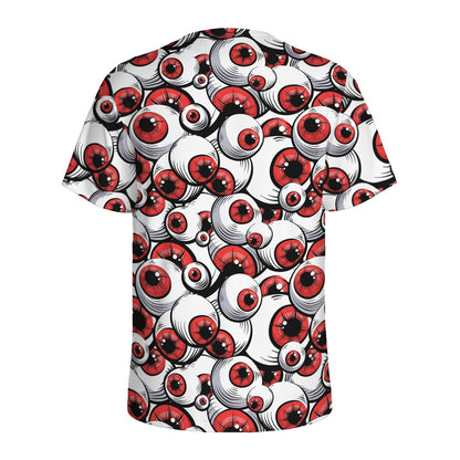 Scary Red Eyeball Pattern Print Men's Sports T-Shirt