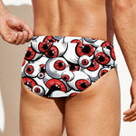 Scary Red Eyeball Pattern Print Men's Swim Briefs