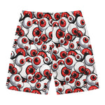 Scary Red Eyeball Pattern Print Men's Swim Trunks