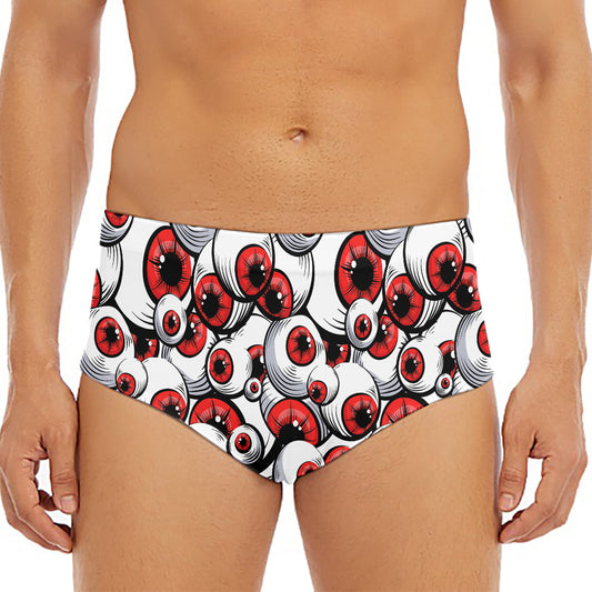 Scary Red Eyeball Pattern Print Men's Triangle Swim Briefs