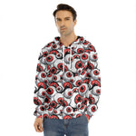 Scary Red Eyeball Pattern Print Men's Velvet Pullover Hoodie