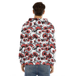 Scary Red Eyeball Pattern Print Men's Velvet Pullover Hoodie