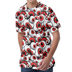 Scary Red Eyeball Pattern Print Men's Velvet T-Shirt